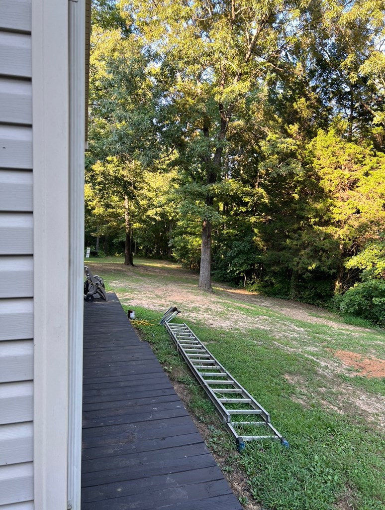 Wrap around walkway leading to back deck